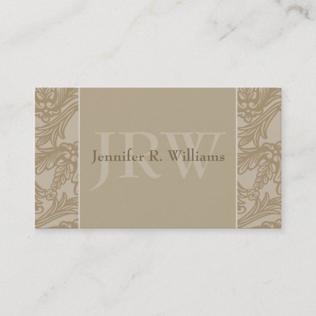 Classy Monogram Latte Business Card (Front)