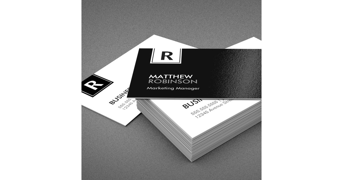 Classy Monogram - Modern Black and White Business Card | Zazzle