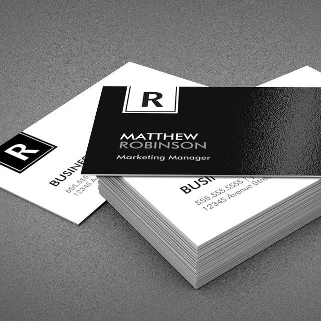 Classy Monogram - Modern Black and White Business Card (Creator Uploaded)