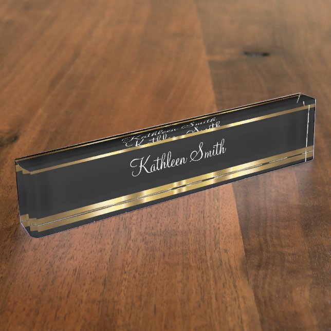 Classy Monogram Office Desk Name Plate (Side)