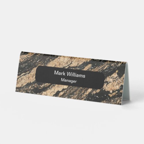 Classy Monogram Office Professional Marble Look Table Tent Sign