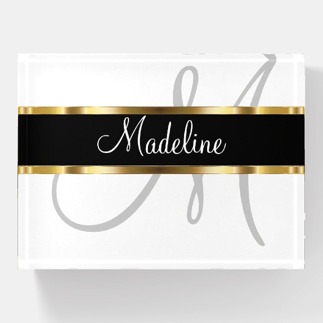 Classy Monogram Office Professional Paperweight (Front)