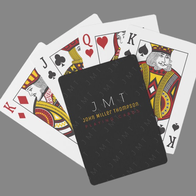 Classy monogram on black poker cards (Creator Uploaded)