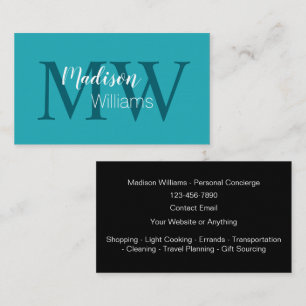 Classy Monogram Personal Assistant Business Cards