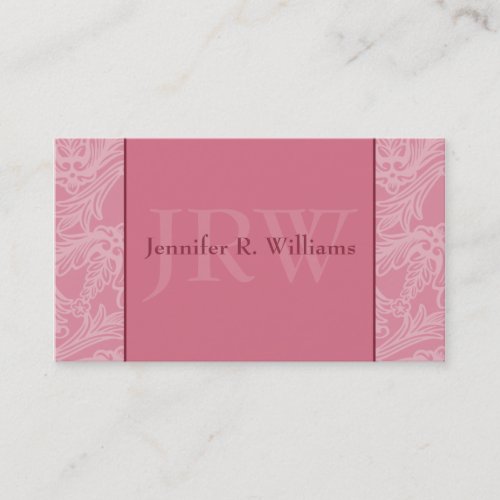 Classy Monogram Pink Business Card