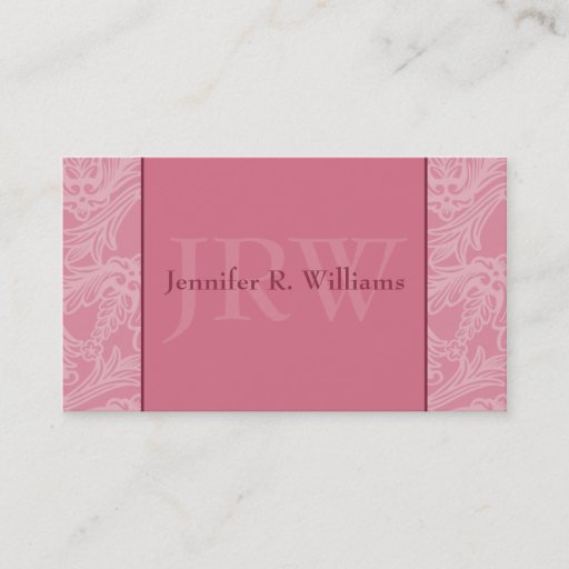 Customizable Classy Monogram Pink Business Card