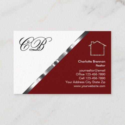 Classy Monogram Real Estate Agent Business Cards