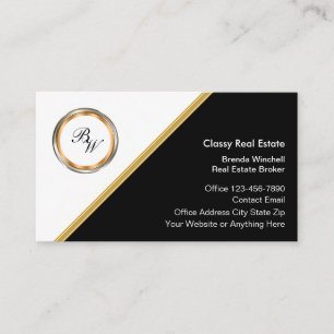 Classy Monogram Real Estate Broker Business Cards