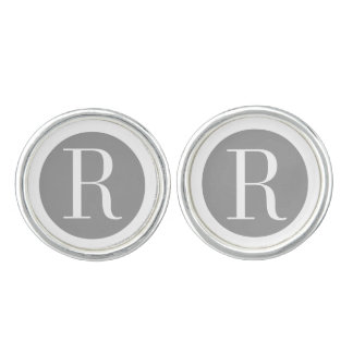 Classy Monogram Silver White Cufflinks