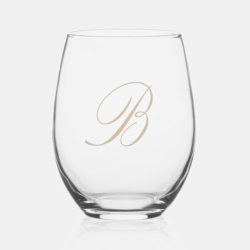 Classy Monogram Stemless Wine Glass