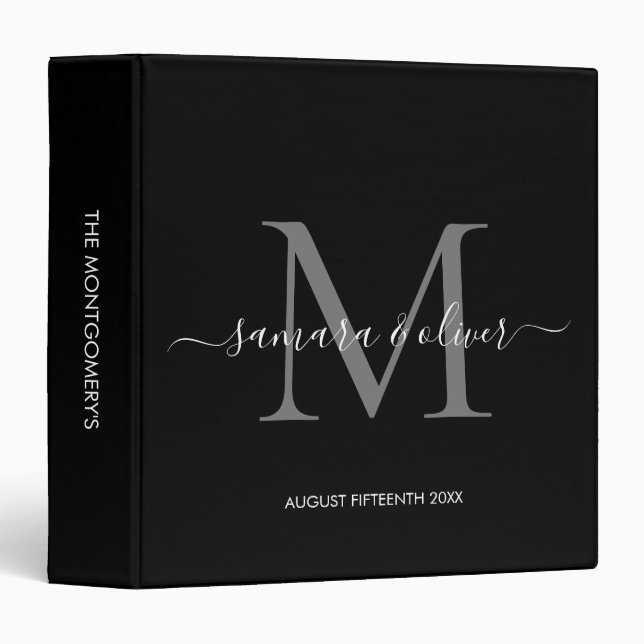 Classy Monogram | Wedding Album 3 Ring Binder (Front/Spine)