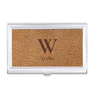 Classy Monogrammed Initial Brown Faux Leather