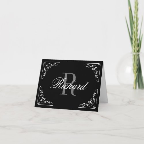 Classy monogrammed note cards with fancy border
