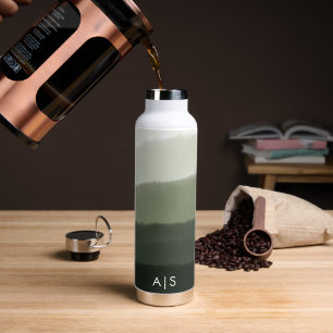 Classy Monogrammed Watercolor Jungle Green Ombre Water Bottle