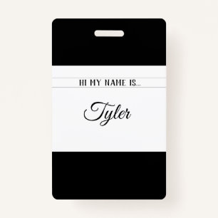 Classy Monotone Name Tag Badge