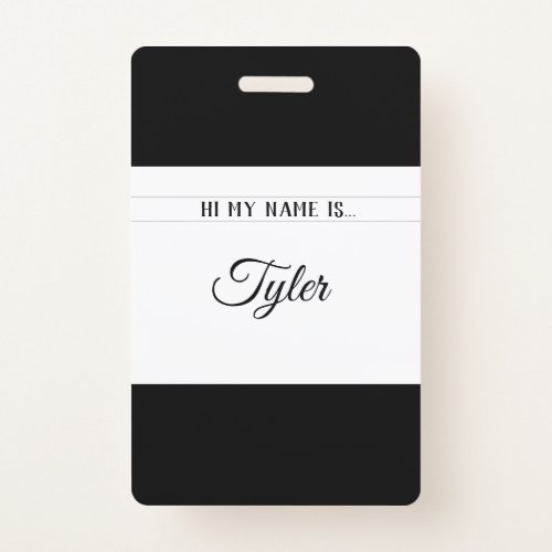 Classy Monotone Name Tag Badge