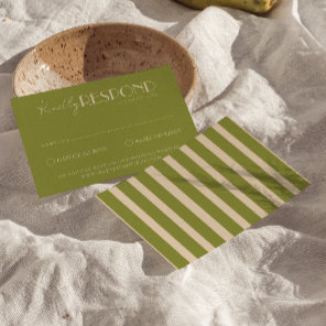 Classy Moss Green Old Money Fancy Wedding RSVP Card