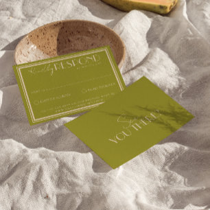 Classy Moss Green Old Money Luxury Wedding RSVP Card