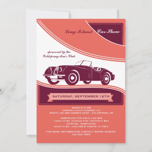 Classy Motorcar Car Show AnnouncementInvitation Invitation