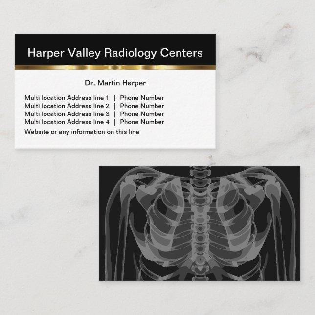 Classy Multiple Location Radiology Medical Business Card (Front/Back)