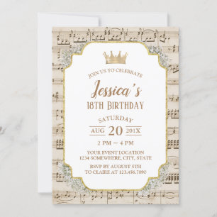 Classy Music Baby's Breath Floral 18th Birthday Invitation