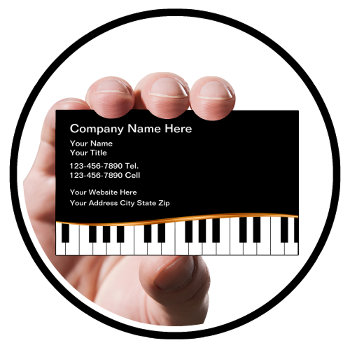 Classy Music Business Cards Piano Theme by Luckyturtle at Zazzle