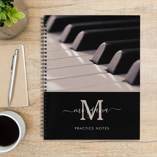 Classy Music Practice Piano Keys Monogram Notebook (Creator Uploaded)