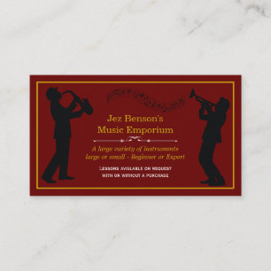 Classy Music Store Gold Silhouettes Business Card