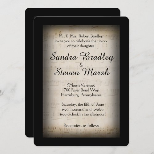 Classy Music Theme Wedding Invitation