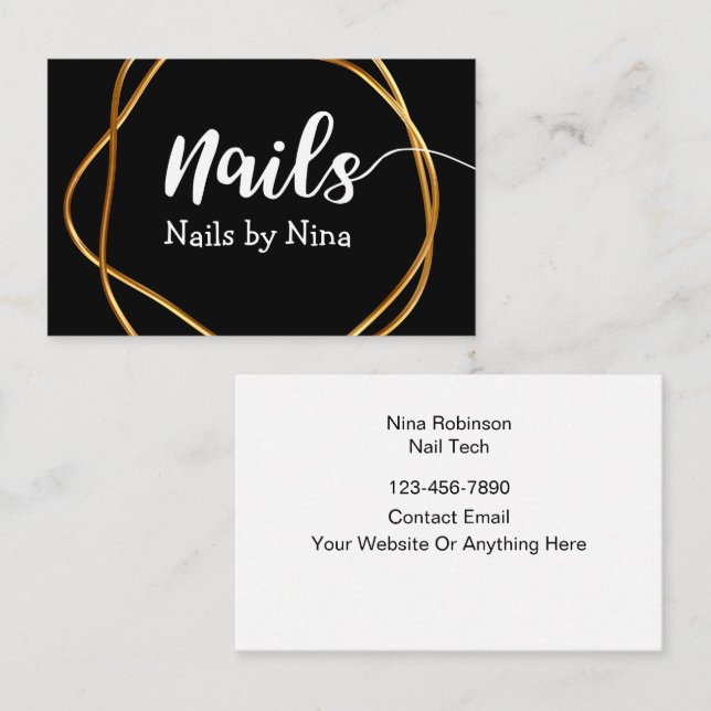 Classy Nail Tech Manicurist Business Cards (Front/Back)
