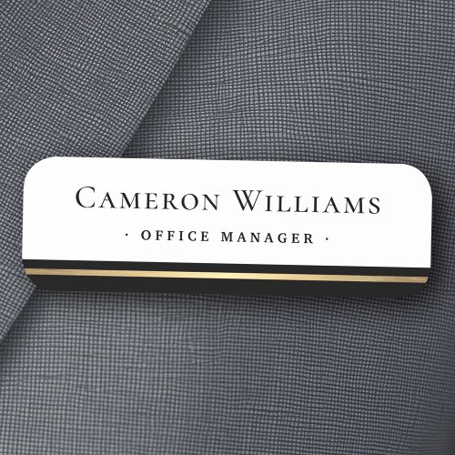 Classy name title black faux golden gradient name tag