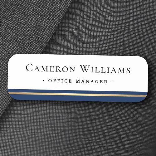 Classy name title dark blue faux golden gradient name tag