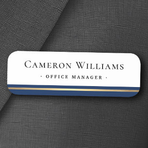 Classy name title dark blue faux golden gradient tag