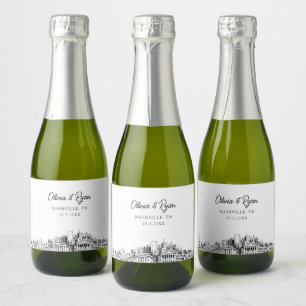 Classy Nashville Wedding Favor Custom Mini Sparkling Wine Label