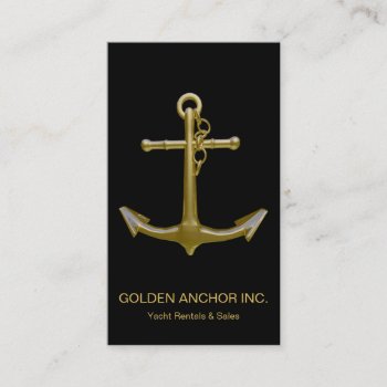Classy Nautical Gold Anchor On Black Business Card by SorayaShanCollection at Zazzle