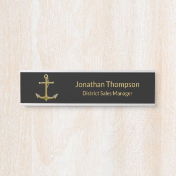 Classy Nautical Gold Anchor On Black Door Sign by SorayaShanCollection at Zazzle