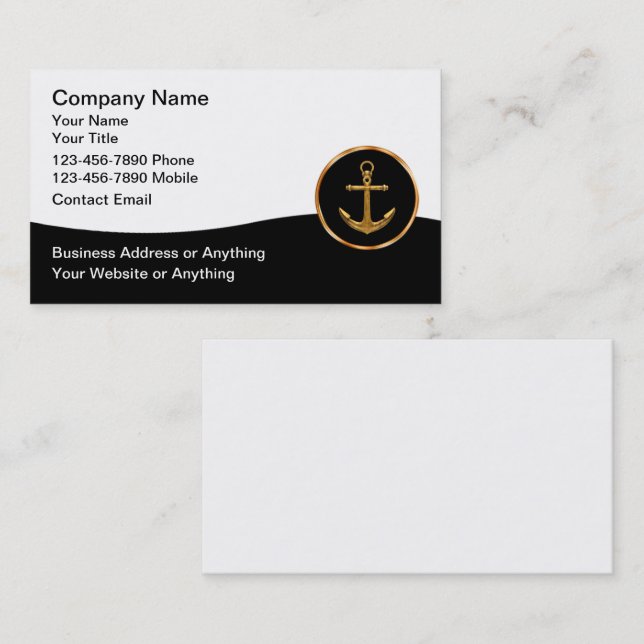 Classy Nautical Marine Boat Anchor Business Cards (Front/Back)