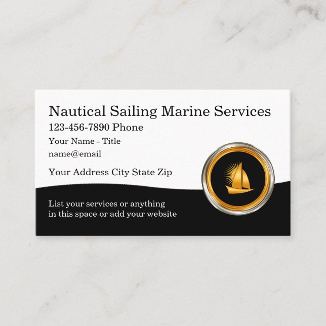 Classy Nautical Marine Sailing Business Cards (Front)