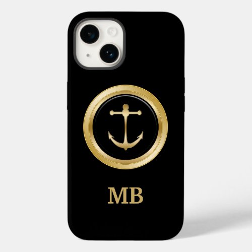 Classy Nautical Monogram Boat Anchor Case_Mate iPhone 14 Case