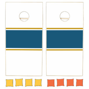 Classy Nautical Ocean Blue White Racing Stripes Cornhole Set