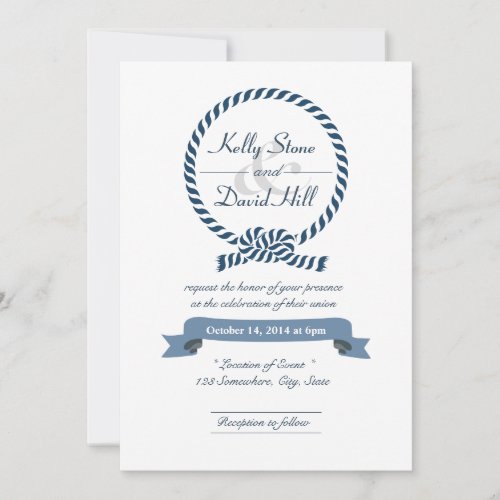 Classy Nautical Rope Ring Wedding Invitations