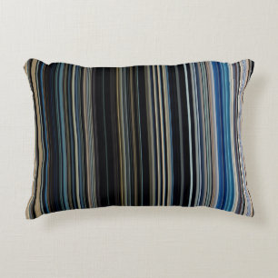 Classy Navy and Gold Multicolor Stripes Accent Pillow