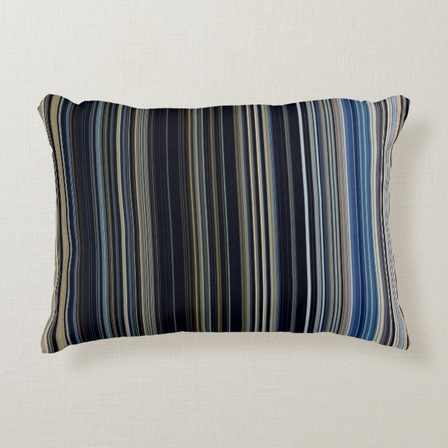 Classy Navy and Gold Multicolor Stripes Accent Pillow (Front)