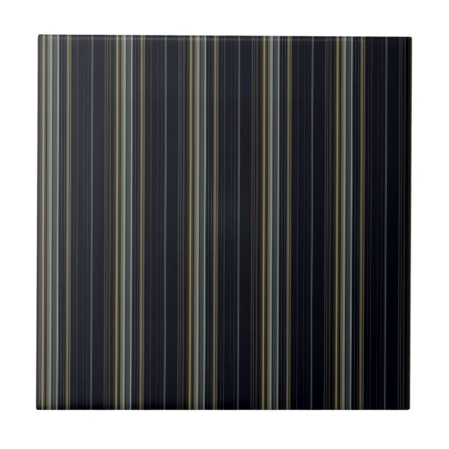 Classy Navy and Gold Multicolor Stripes Tile (Front)