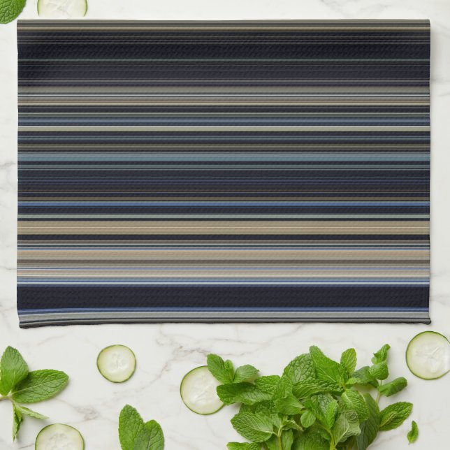 Classy Navy and Gold Multicolor Stripes Towel (Folded)