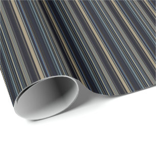 Classy Navy and Gold Multicolor Stripes Wrapping Paper