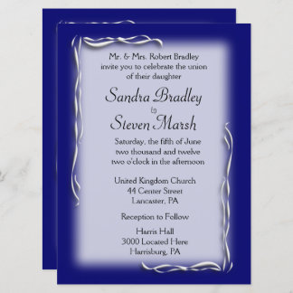 Classy Navy and White Wedding Invitation