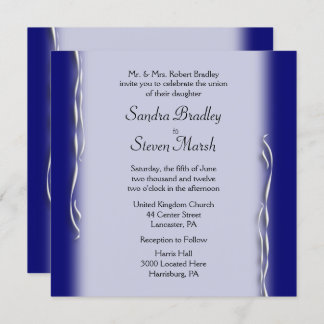 Classy Navy and White Wedding Invitation