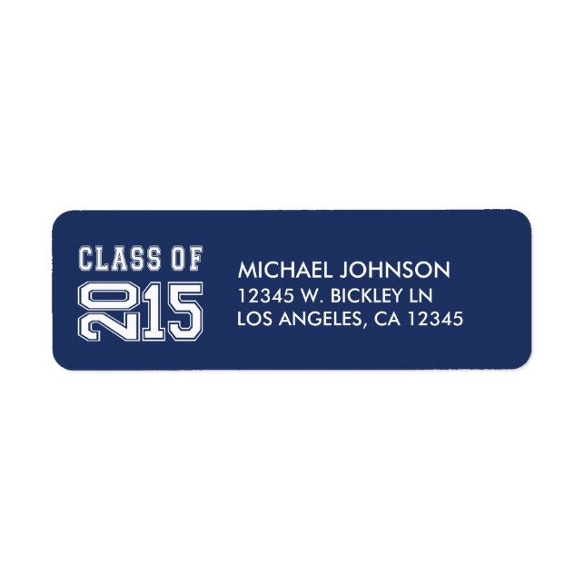Classy Navy Blue and White Class of 2015 Label (Front)