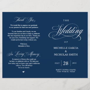 Classy Navy Blue, Foldable Wedding Program